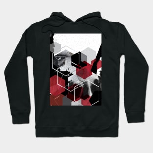 Red and Black Abstract City Hoodie